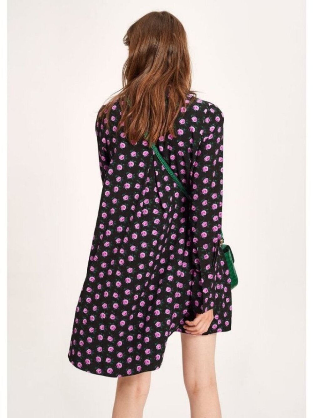 Essentiel Antwerp Rose A-Line Dress Black Purple / Size 34